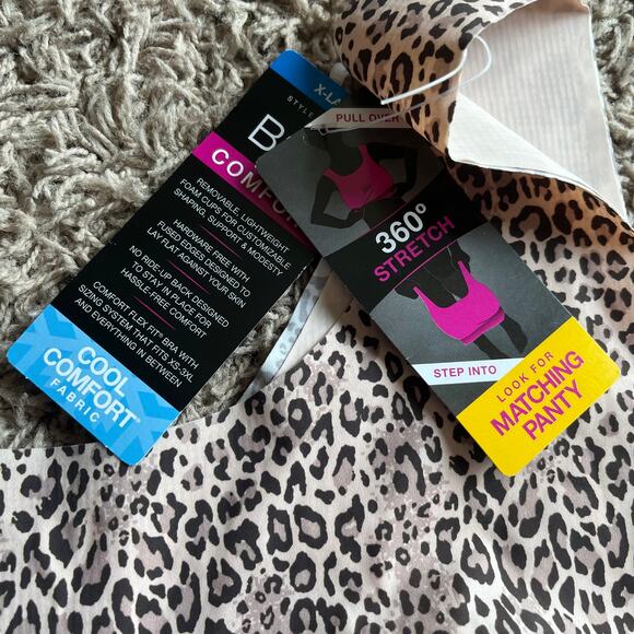 NWT! Bali Brown Leopard Print Wirefree 360° Stretch Bra Size X-Large - Picture 4 of 5